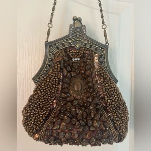 Vintage handmade beaded/sequenced/stones/crystal boho evening/bridal bag/clutch.